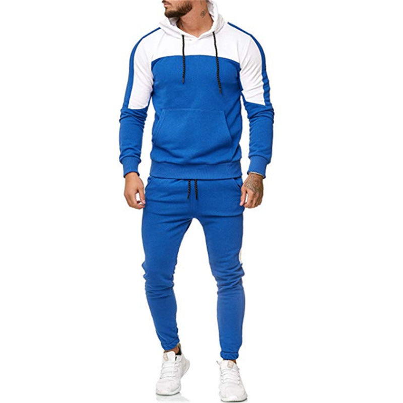 Casual Suit Men's Sports Casual Patchwork Hooded Suit