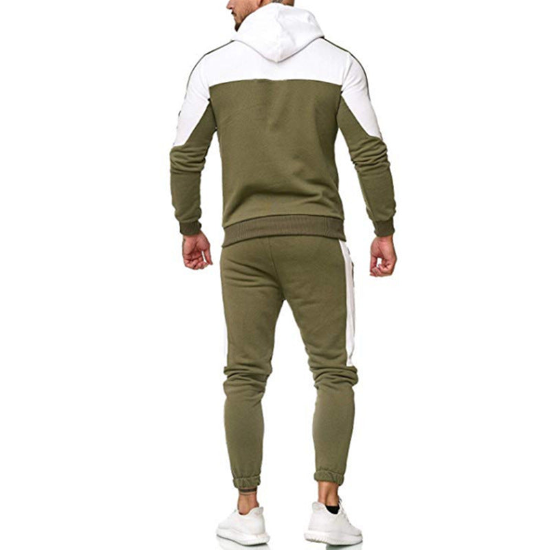 Casual Suit Men's Sports Casual Patchwork Hooded Suit