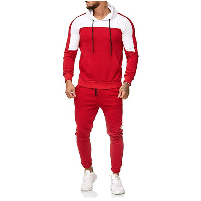 Casual Suit Men's Sports Casual Patchwork Hooded Suit